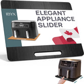 Ibyx slider front view showing black finish and slim profile for neat counters