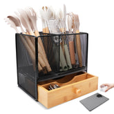 Idcymoul front view of holder showing neat utensil organization and compact footprint