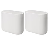 iDesign front view showing slim white oval trash can for space-saving