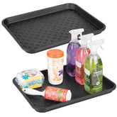 iDesign front view of black tray showing raised edges and shape for protection