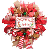 idyllic gingerbread wreath front view showing festive doorway benefit