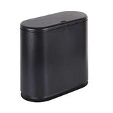 IEEK front view of black press‑top trash can showing slim space saving design