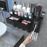iHave front view wall-mounted toothbrush holder showing cups and drawers for organized storage