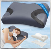 IKSTAR front view of pillow showing contour and mask cutouts for stable sleep