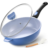 IKTU front view of pan with lid showing elegant finish and easy storage benefit