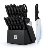 imarku knife set front block displaying all 14 pieces and modern black finish