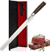 imarku front view of 12-inch brisket knife showing full blade and handle for balanced control