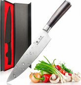 imarku chef knife front view showing full blade and handle for versatile use