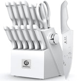 imarku front angle knife block set showing full 14-piece collection and tidy storage benefit