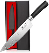 imarku gyutou front view showing blade and pakka handle, durable everyday use