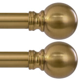 Immiehh front view of two warm gold curtain rods showing packaging and pair benefit