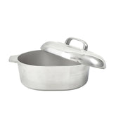 IMUSA 11-inch roaster front view showing durable cast aluminum and sleek look for longevity