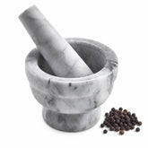 IMUSA front view of marble mortar showing polished finish and stability