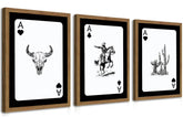 inch sunshine art front view of three framed cowboy prints showing cohesive style and impact