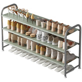 INGIORDAR front view of long shoe rack showing organized pairs and space saving