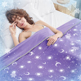 inhand front view lavender blanket showing full queen coverage and cooling benefit