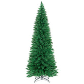 inin front view of 7ft slim Christmas tree showing slim silhouette and space saving