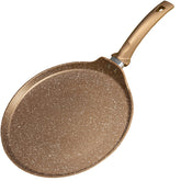 Innerwell gold crepe pan front view showing sleek finish and nonstick benefit