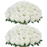 InnoGear front view of white velvet roses showing full heads and volume benefit