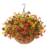 INQCMY front view of fall hanging basket showing vibrant curb appeal