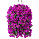 INSPRING front view hanging basket showing lifelike purple blooms and full cascade benefit