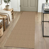 IOHOUZE runner front view showing orange tan brown tones and durable weave benefit