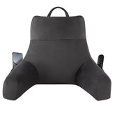 IPYNBAP front view of grey reading pillow showing arms and shape for comfortable support