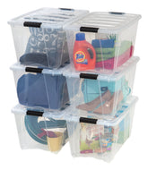 IRIS USA front-facing 6-pack showing clear bins and lids for visible organization