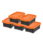 IRIS USA front view of orange 5-pack showing durable stackable design benefit