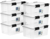 IRIS USA front view of clear bin showing durable design and visibility