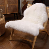 IRIWOOL front view of creamy white sheepskin rug showing plush pile and decor benefit