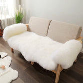 IRIWOOL front view double-pelt rug showing full creamy-white coverage and cozy look