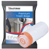 iTouchless front pack showing clear bags and count, convenient storage