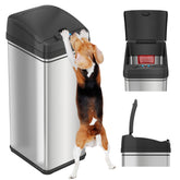 iTouchless front view in kitchen showing tidy hands-free trash solution