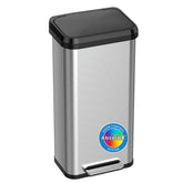 iTouchless front view showing stainless steel and compact footprint for clean look