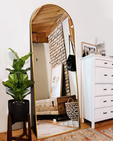 ITSRG gold arched full-length mirror front view showing full reflection and elegant finish