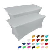 IVAPUPU front view of two 6ft grey fitted tablecloths showing clean finish and convenience