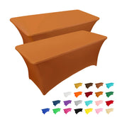 IVAPUPU front view of two caramel fitted table covers showing clean presentation and convenience