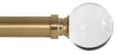 Ivilon warm gold curtain rod front view showing acrylic ball finials for elegant styling