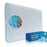 Iwacool front view of thin memory foam pillow showing full-size comfort