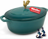 JANSKA enameled Dutch oven front view in emerald showing oven-ready design and wide handles