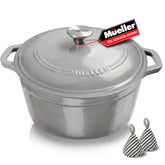 JANSKA Mueller front view showing full pot and elegant enamel finish for attractive serving