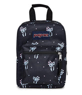 JanSport front view pastel petals showing roomy insulated compartment and organized pocket