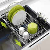 JASIWAY front view of over-the-sink rack showing space saving benefit