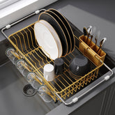 JASIWAY front view of gold dish rack showing compact design and organization benefit