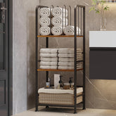 Jautokerdar front view showing three-tier storage and rustic style benefit of organization