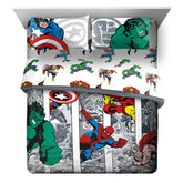 Jay Franco Avengers comforter front view showing bold graphics and full-bed coverage benefit