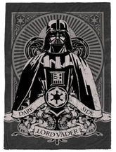 Jay Franco blanket front view showing Darth Vader and bold black design for fandom decor