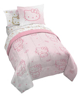 Jay Franco comforter front view showing vibrant Hello Kitty design and cozy loft