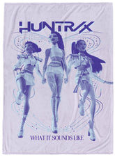 Jay Franco front view showing Huntrix characters and bold poster design, adds fandom flair